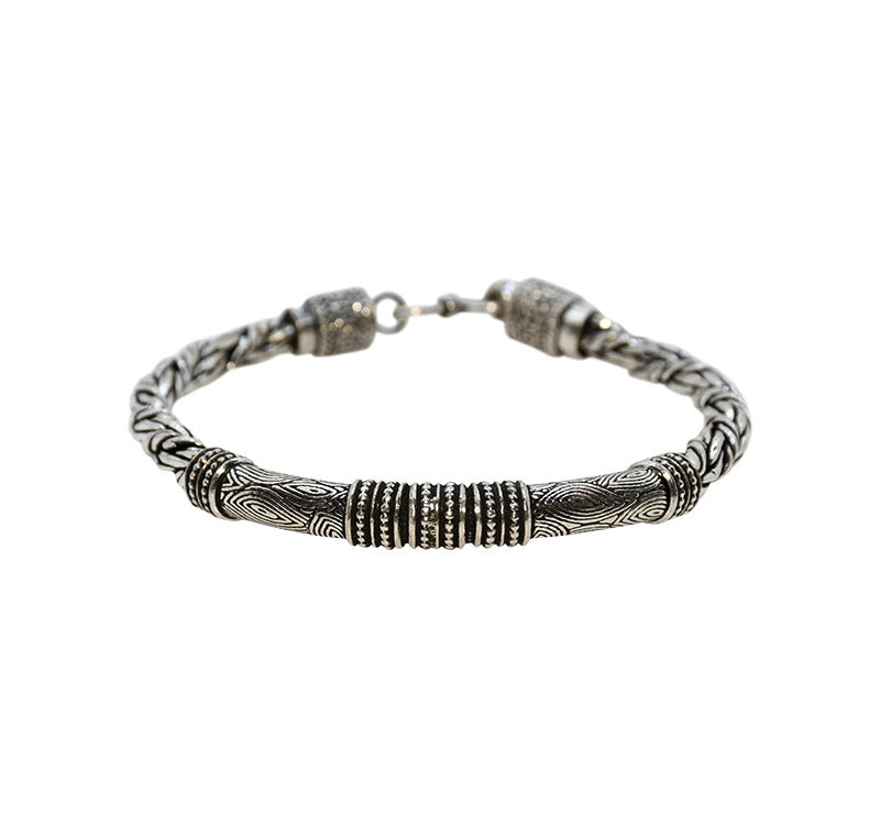 Tribal Plaited Oxidized Silver 925 Bracelet