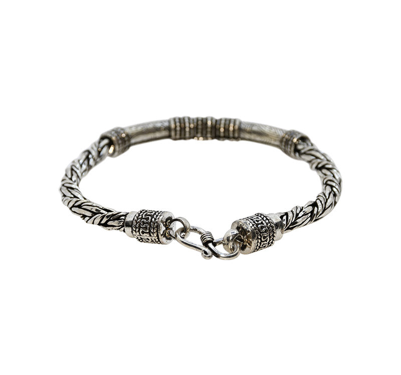 Tribal Plaited Oxidized Silver 925 Bracelet