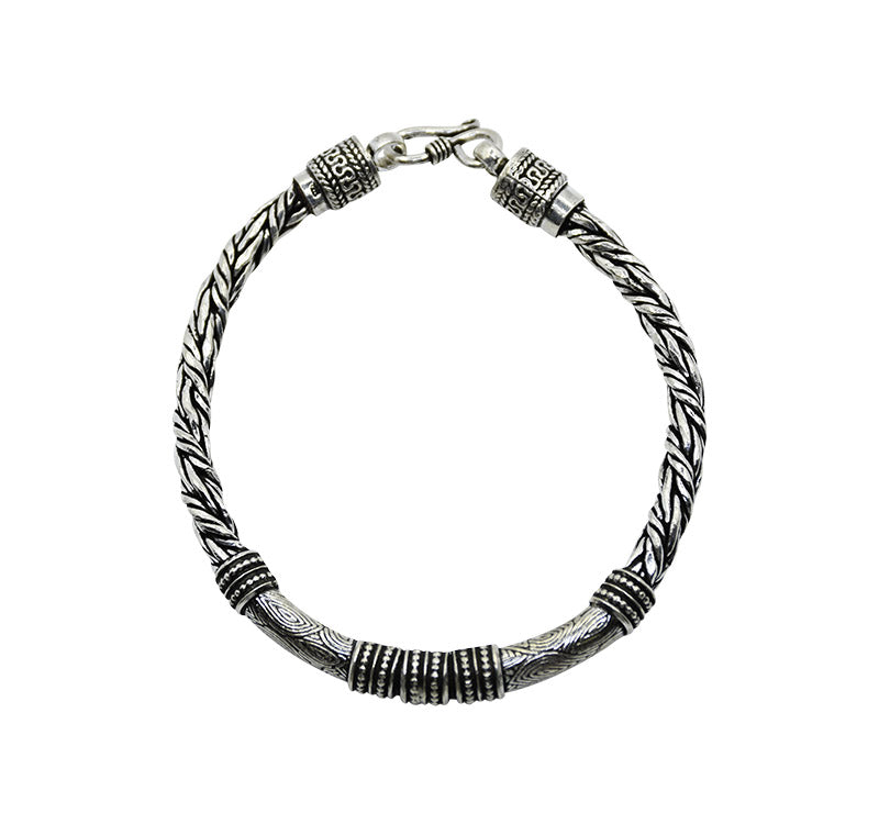 Tribal Plaited Oxidized Silver 925 Bracelet