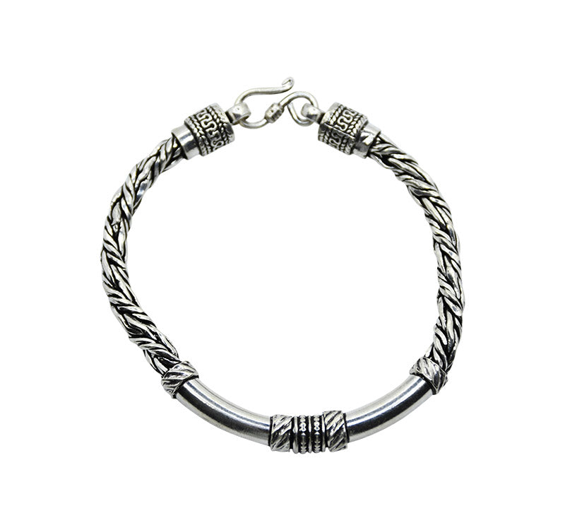 Tribal Twisted Oxidized Silver 925 Bracelet