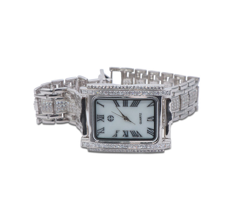 Studded Square Chain Silver 925 Watch Gift