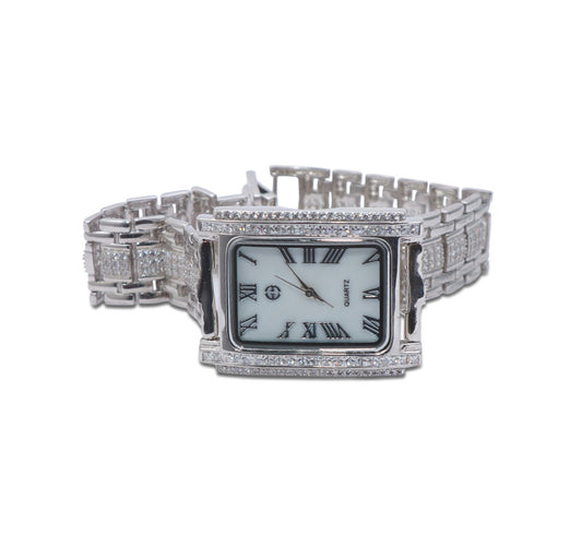 Studded Square Chain Silver 925 Watch Gift