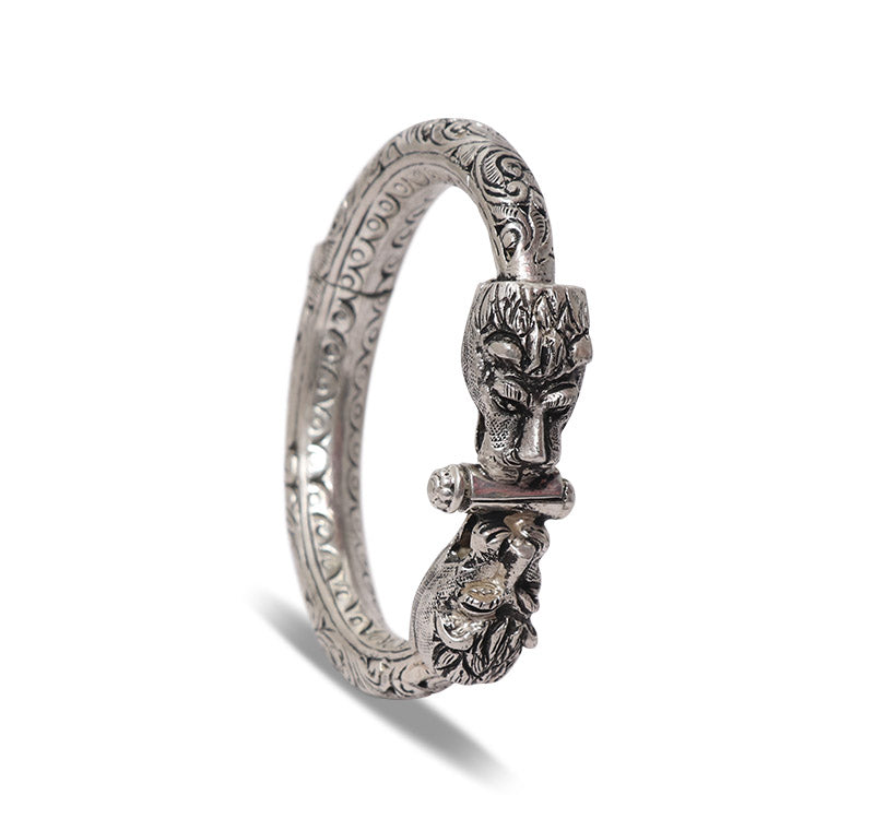 Ethnic Carved Lion Silver 925 Kada