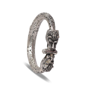 Ethnic Carved Lion Silver 925 Kada