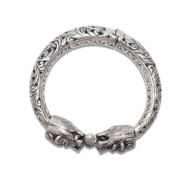 Ethnic Carved Lion Silver 925 Kada