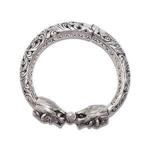 Ethnic Carved Lion Silver 925 Kada