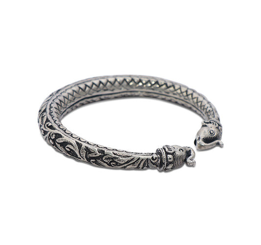 Tribal Twin Elephant Silver 925 Kada