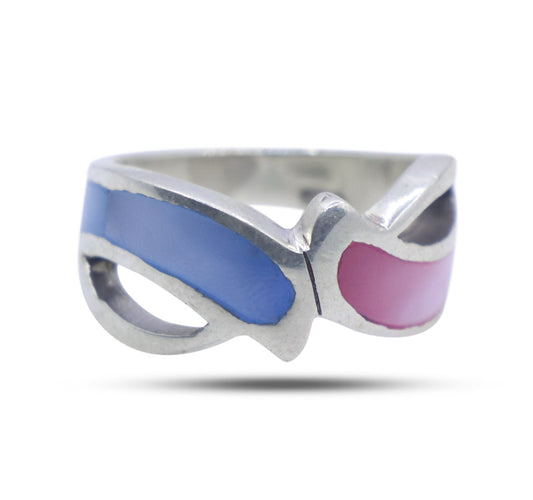 Pink-Blue Silver 925 Ring