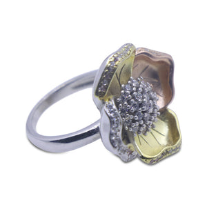 Lily 3 Tone Silver 925 Ring