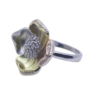 Lily 3 Tone Silver 925 Ring