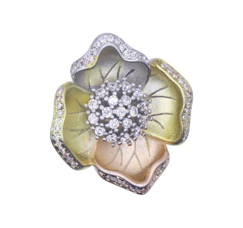 Lily 3 Tone Silver 925 Ring