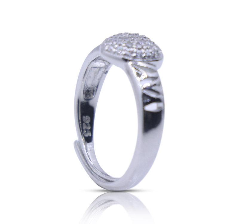 Happy Heart Studded Silver 925 Ring