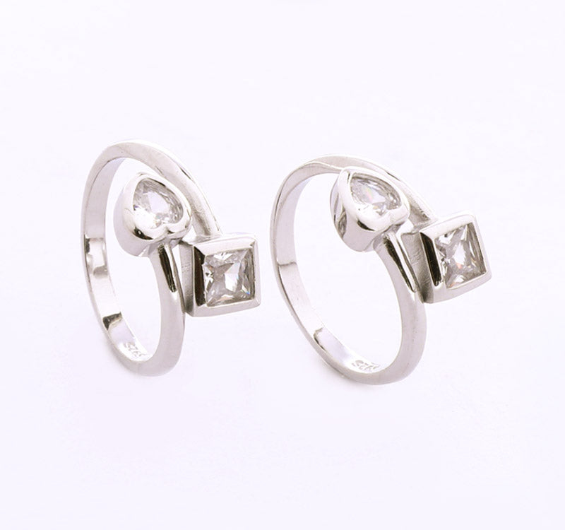 Square and Heart Silver 925 Toe Ring