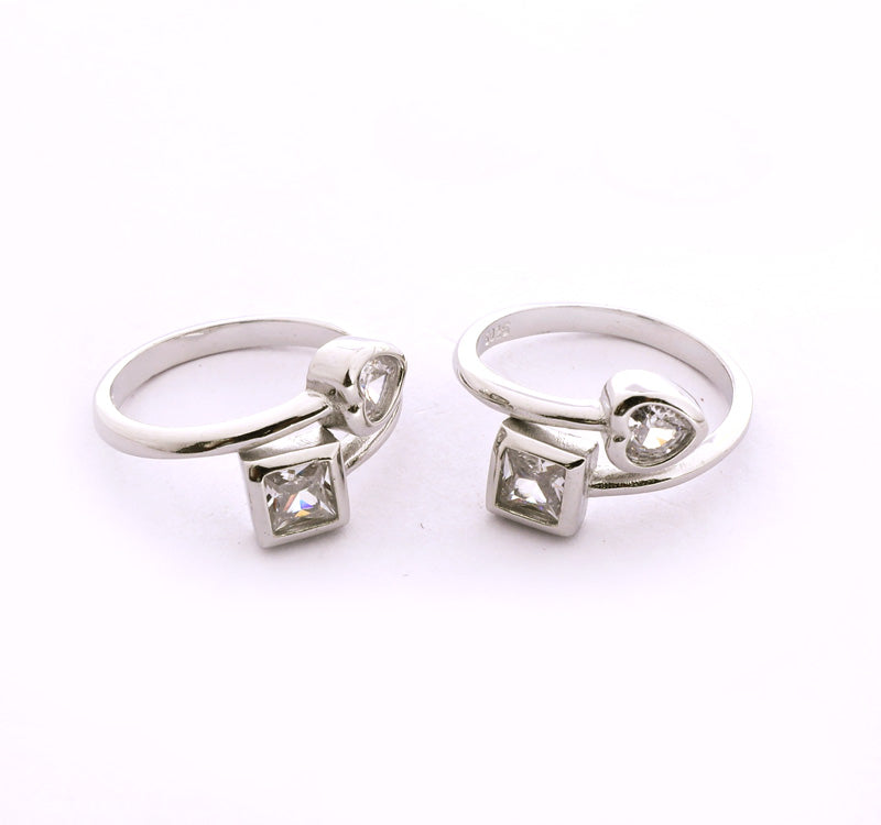 Square and Heart Silver 925 Toe Ring