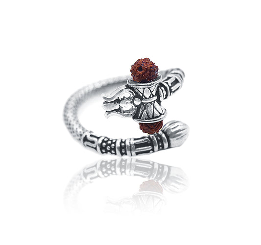 Trishul And Damru Silver 925 Ring