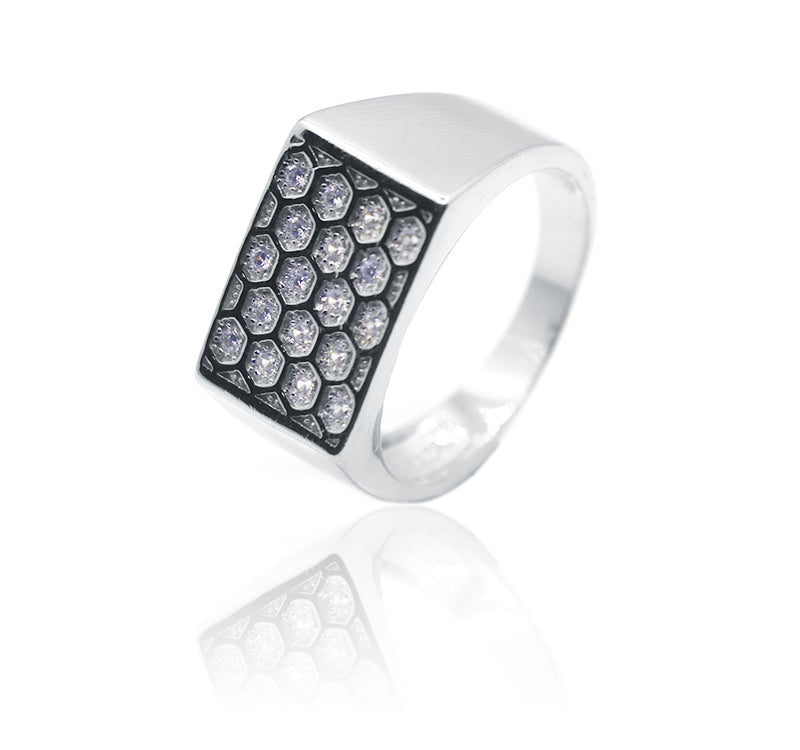 Hexagon Mesh Silver 925 Ring