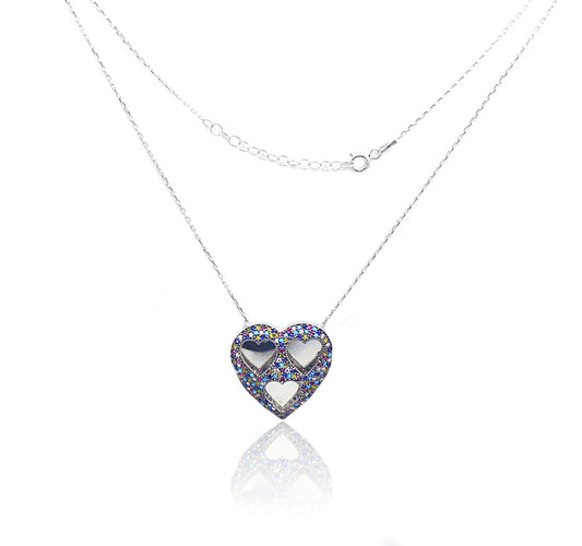 Triple Heart Silver 925 Chain