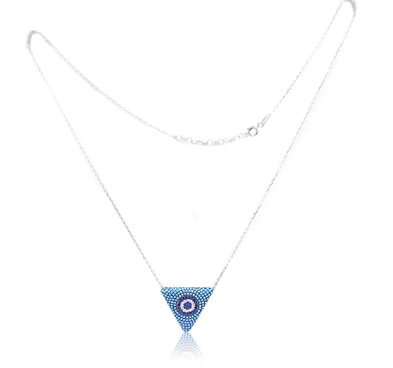 Cyan Triangle Silver 925 Chain