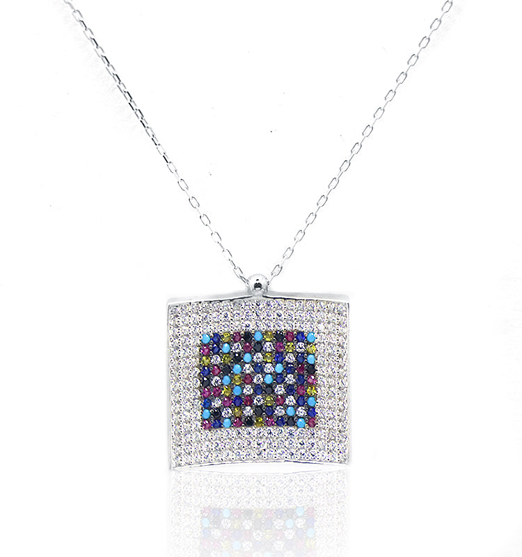 Colorful Square Silver 925 Chain