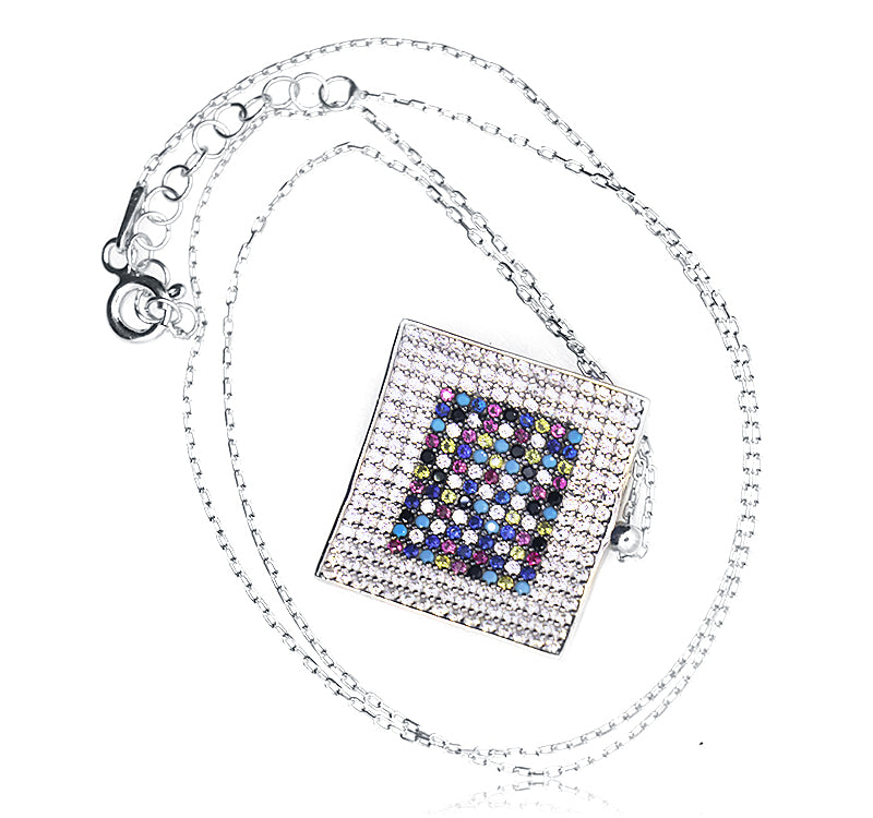 Colorful Square Silver 925 Chain