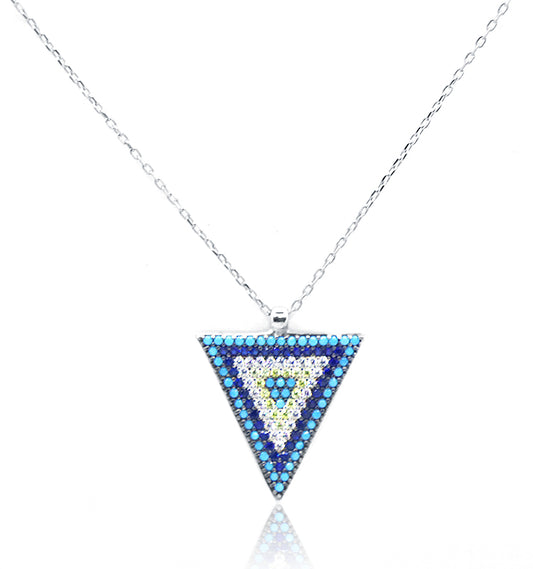 Studded Blue Triangle Silver 925 Chain