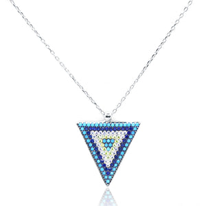 Studded Blue Triangle Silver 925 Chain