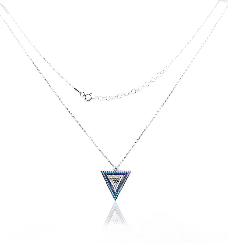 Studded Blue Triangle Silver 925 Chain