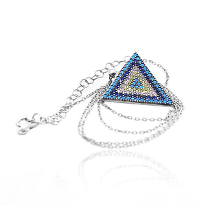 Studded Blue Triangle Silver 925 Chain