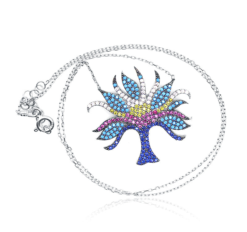 Multi Color Tree Silver 925 Chain