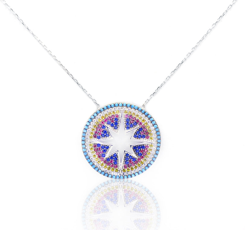 Multi Color Star Silver 925 Chain