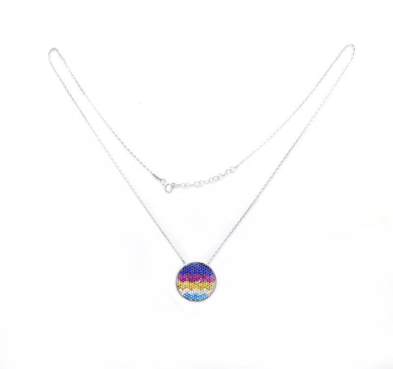 Multi Color Circle Silver 925 Chain