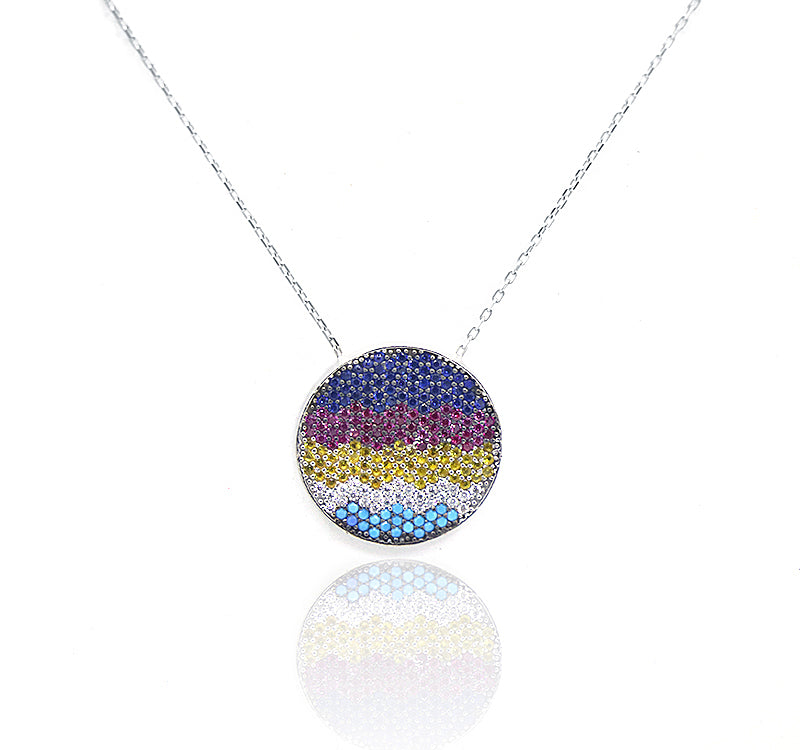 Multi Color Circle Silver 925 Chain