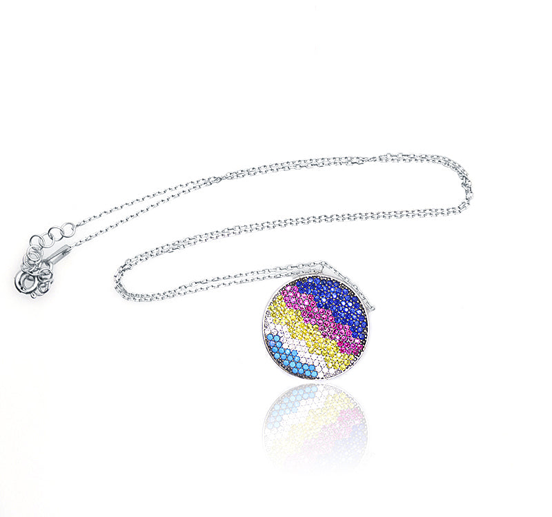 Multi Color Circle Silver 925 Chain