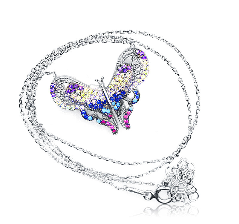 Multicolor Butterfly Silver 925 Chain