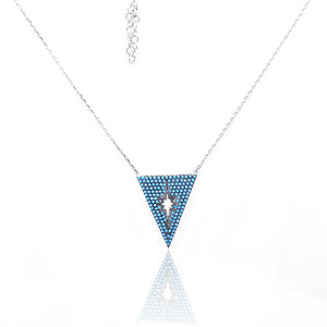 Cyan Triangle with Star Silver 925 Chain