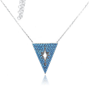 Cyan Triangle with Star Silver 925 Chain