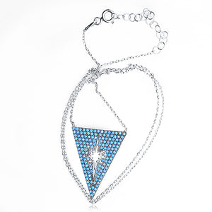 Cyan Triangle with Star Silver 925 Chain