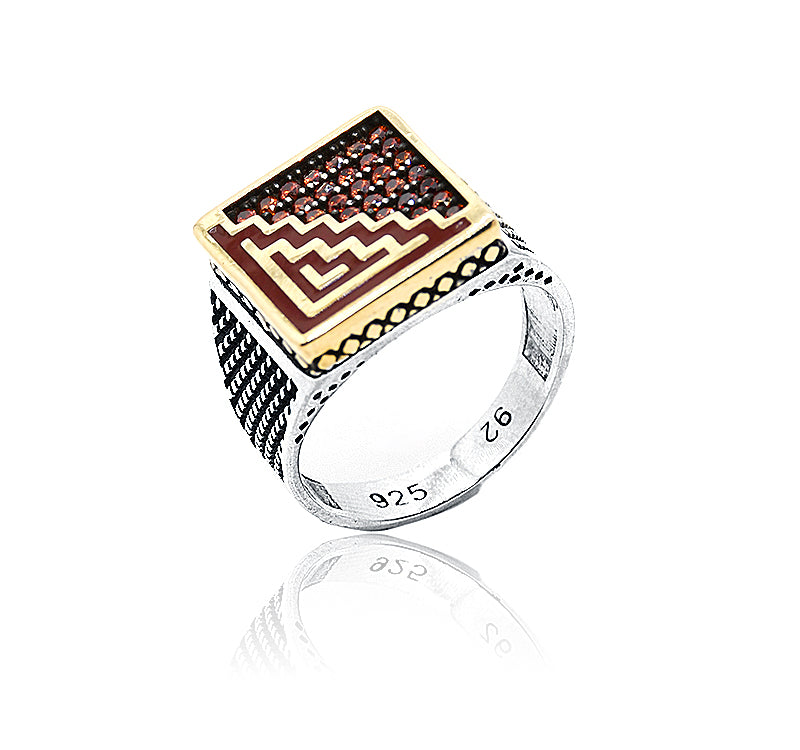 Brown Zig zag Silver 925 Ring