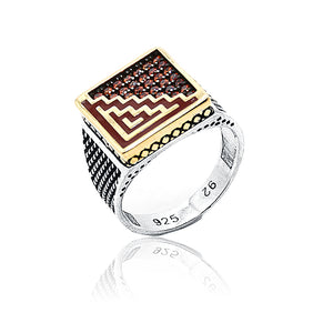 Brown Zig zag Silver 925 Ring