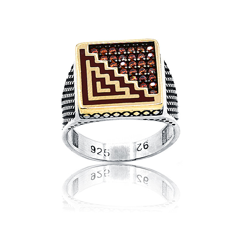 Brown Zig zag Silver 925 Ring