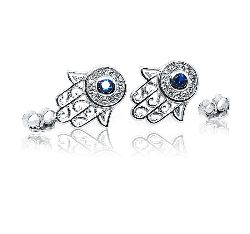 Blue Stone hand Silver 925 Studs