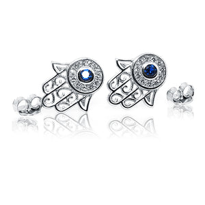 Blue Stone hand Silver 925 Studs