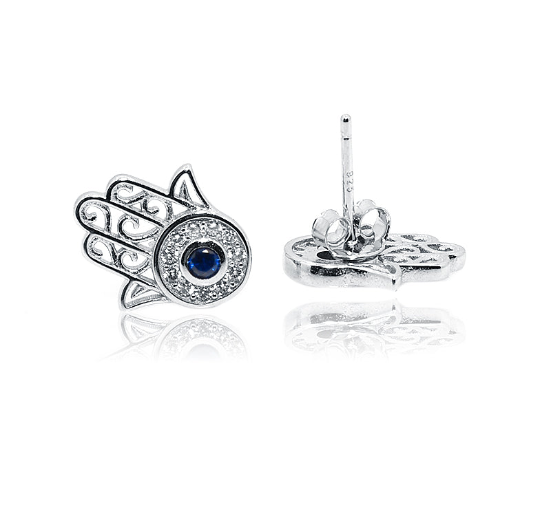 Blue Stone hand Silver 925 Studs