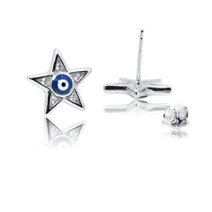 Blue Evil Eye Star Silver 925 Studs