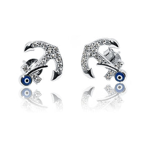 Anchor Evil Eye Silver 925 Studs