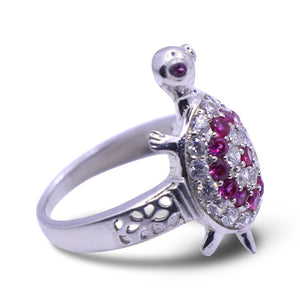 Kachua Pink and White Silver 925 Ring