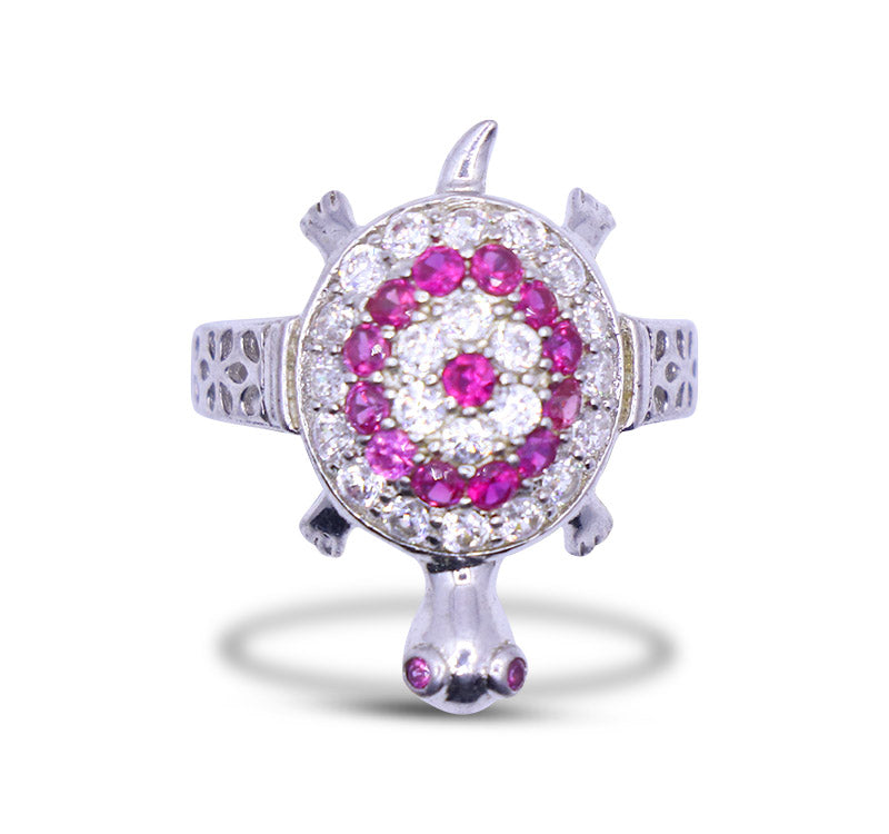 Kachua Pink and White Silver 925 Ring