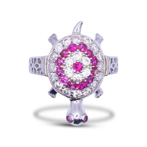 Kachua Pink and White Silver 925 Ring