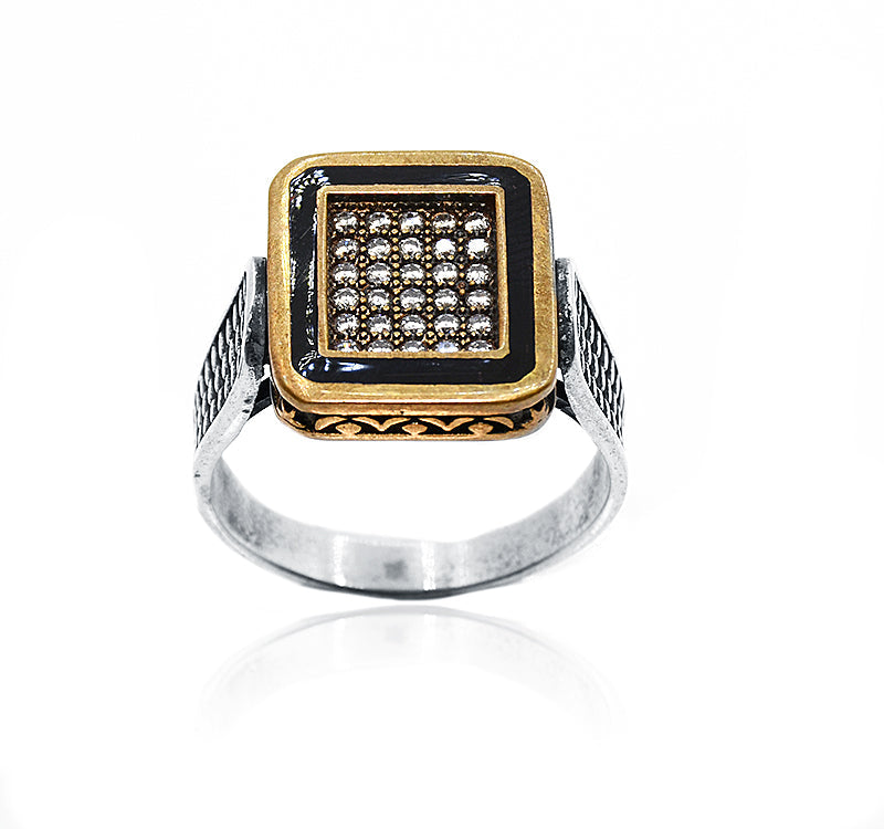 Checkered Silver 925 Ring