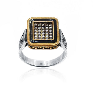 Checkered Silver 925 Ring